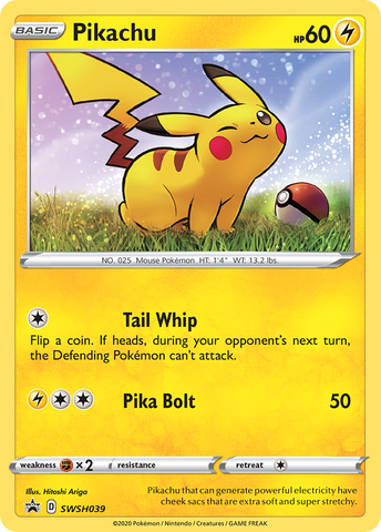 Pikachu - SWSH039 SWSH039/307 - SWSH Sword & Shield Promo Cards Holofoil