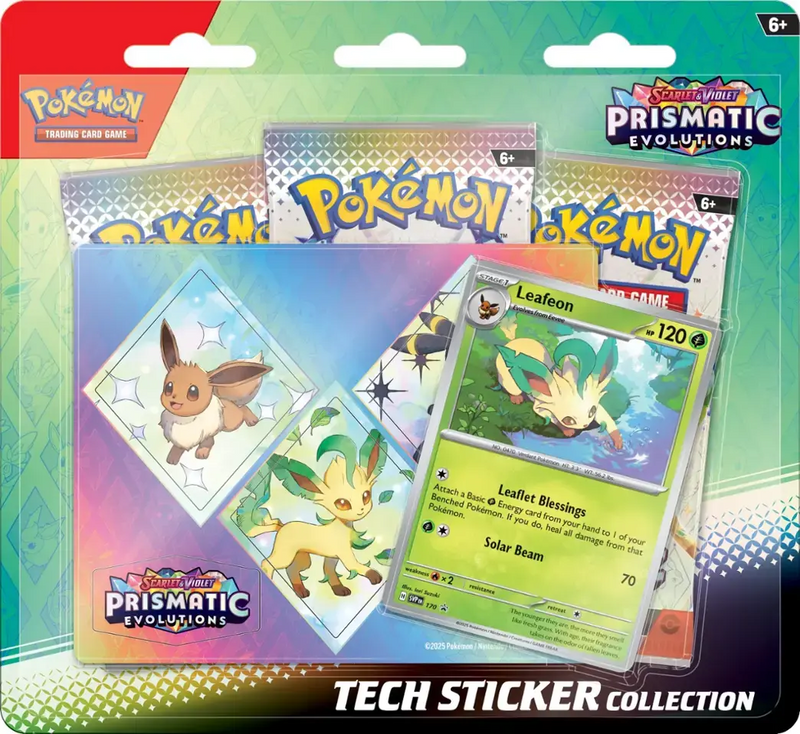 [Pre-Order Coming Soon] Scarlet & Violet Prismatic Evolutions Tech Sticker Collection Leafeon, Eevee, Umbreon