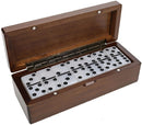 Double 6 Dominoes Marbleized Wooden Case