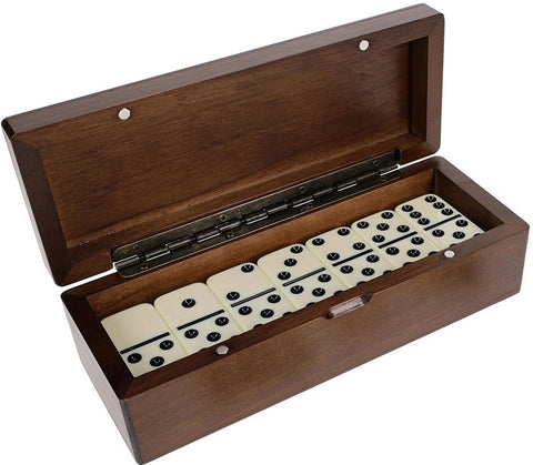 Double 6 Dominoes Ivory Wooden Case