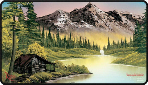 Bob Ross Mountain Retreat Black Stitched Playmat