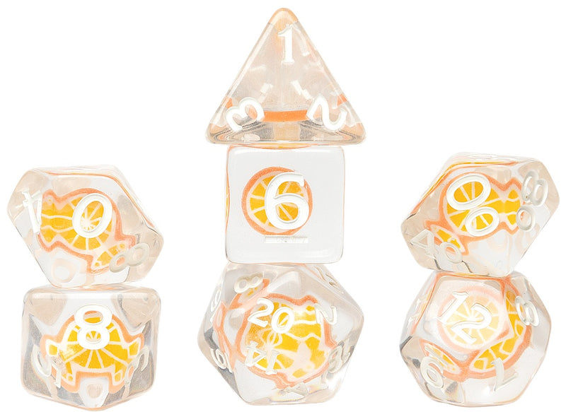 Sirius Dice Fruit Slice Orange Polyhedral 7-Die Set