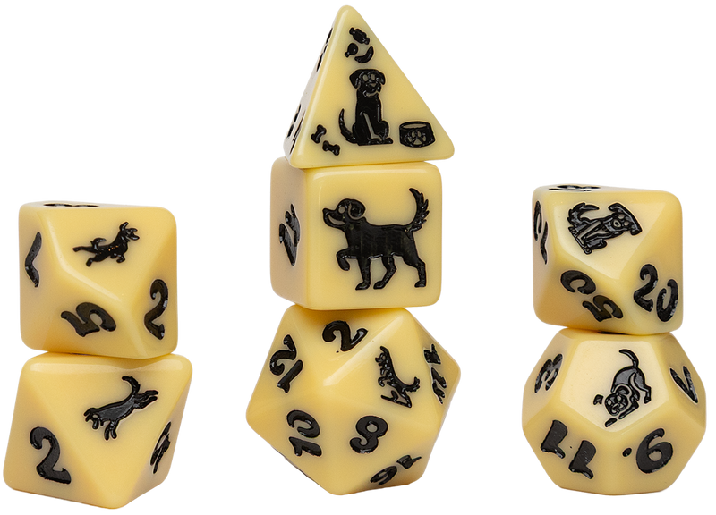 Sirius Dice Animals Golden Pup Polyhedral 7-Die Set