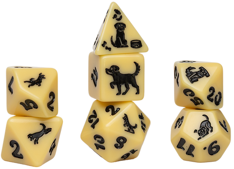 Sirius Dice Animals Golden Pup Polyhedral 7-Die Set