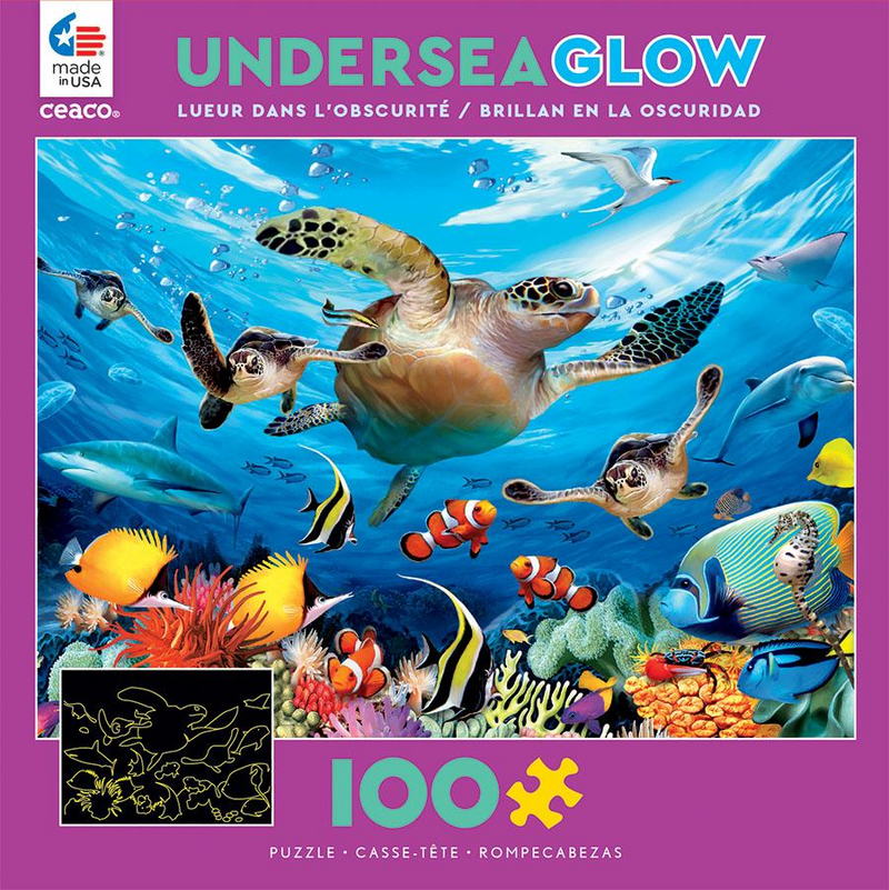Undersea Glow Sea Turtle 100Pc Puzzle