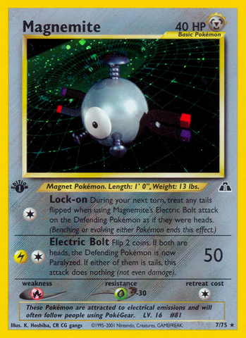 Magnemite (7)/75 - Neo Discovery 1st Edition Holofoil