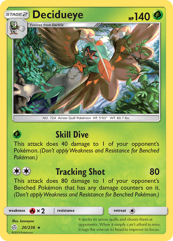 Decidueye 20/236 - SM  Cosmic Eclipse Holofoil