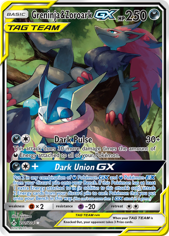 Greninja & Zoroark GX (201) (Alternate Full Art)/214 - SM  Unbroken Bonds Holofoil
