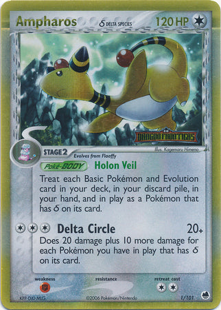 Ampharos (Delta Species)/101 - Dragon Frontiers Reverse Holofoil