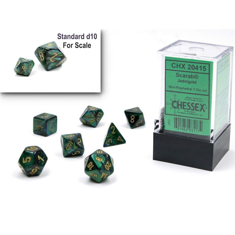 Chessex Scarab Mini Polyhedral Jade/Gold 7-Die Set