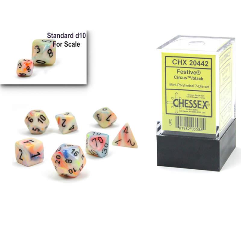 Chessex Festive Mini Polyhedral Circus/Black 7-Die Set