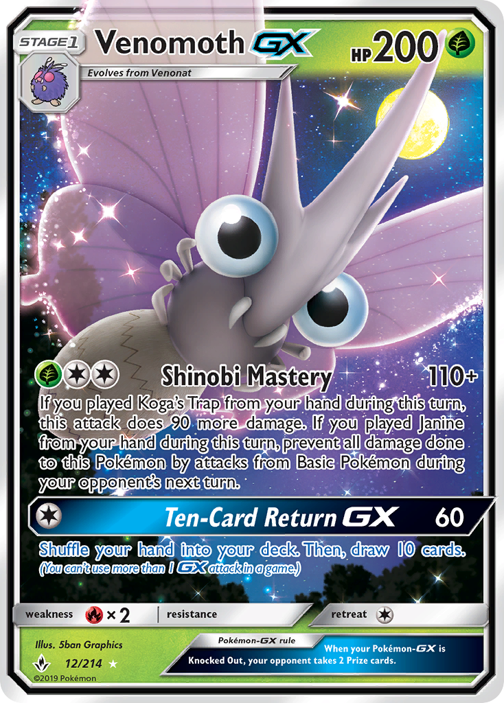 Venomoth GX 12/214 - SM  Unbroken Bonds Holofoil
