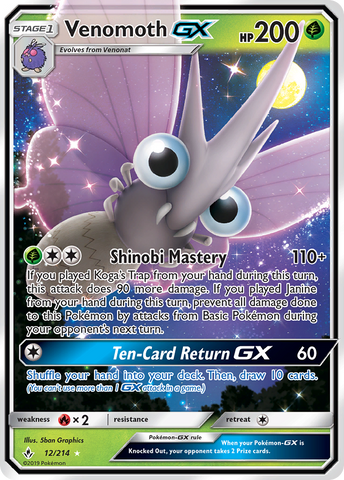 Venomoth GX 12/214 - SM  Unbroken Bonds Holofoil