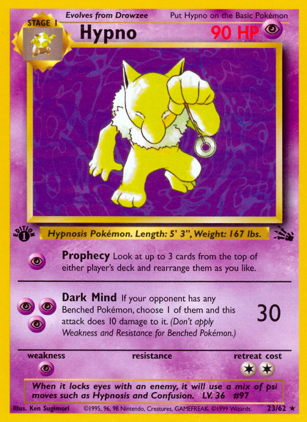 Hypno (23) 23/62 - Fossil 1st Edition