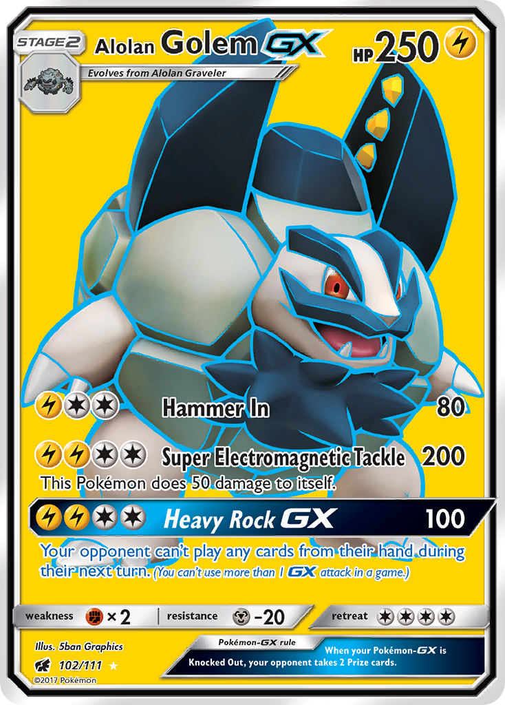 Alolan Golem GX (Full Art)/111 - SM  Crimson Invasion Holofoil