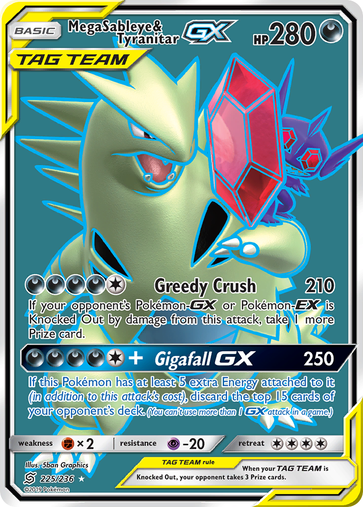 Mega Sableye & Tyranitar GX (Full Art)/236 - SM  Unified Minds Holofoil