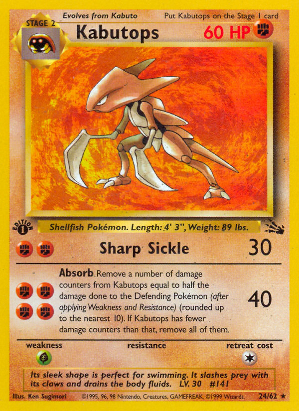 Kabutops (24) 24/62 - Fossil 1st Edition
