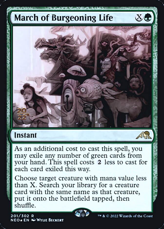March of Burgeoning Life (PRE-201) - Kamigawa: Neon Dynasty Promos Foil