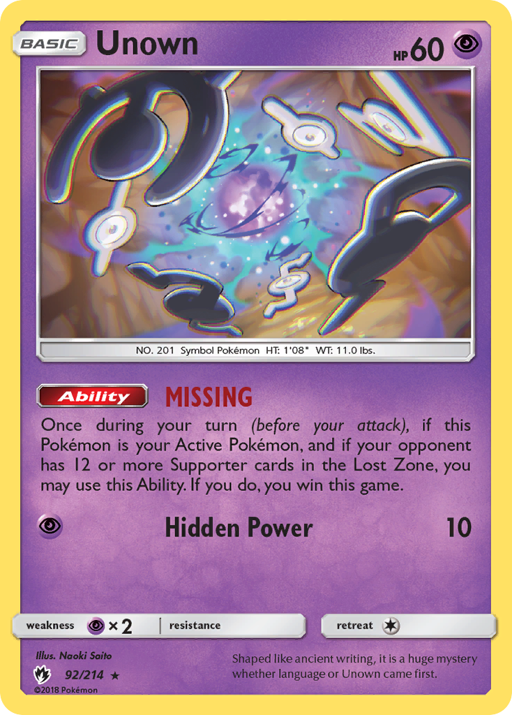 Unown (92) 92/214 - SM  Lost Thunder