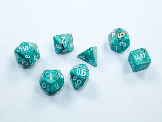 Chessex Marble Mini Polyhedral Oxi Copper/White 7-Die Set