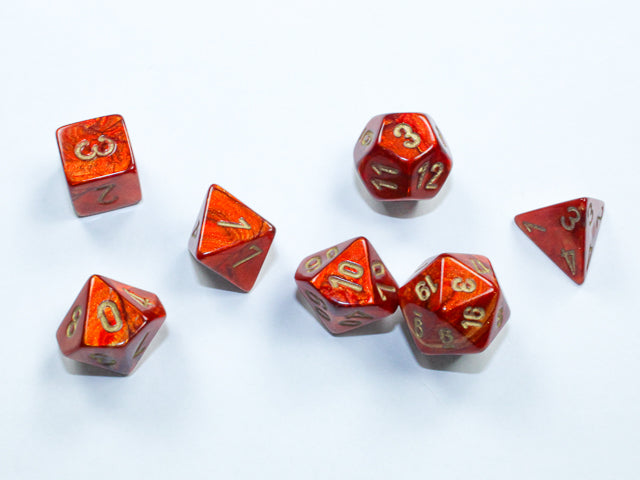 Chessex Scarab Mini Polyhedral Scarlet/Gold 7-Die Set