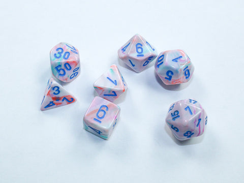 Chessex Festive Mini Polyhedral Pop Art/Blue 7-Die set