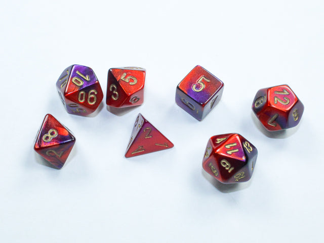 Chessex Gemini Mini Polyhedral Purple Red/Gold 7-Die Set