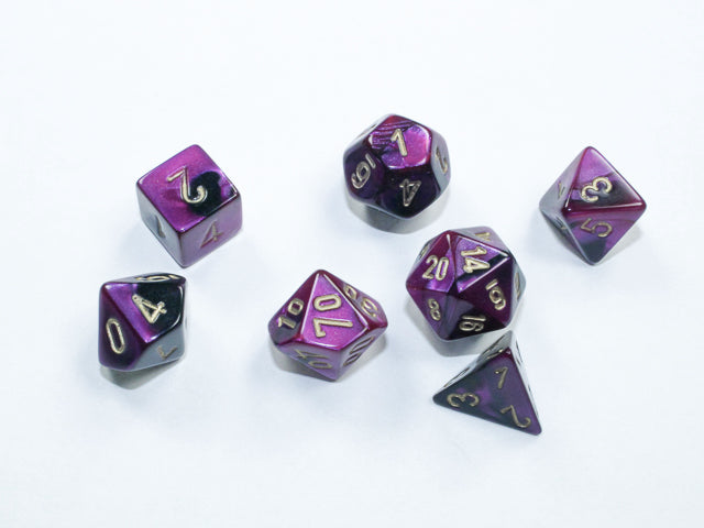 Chessex Gemini Mini Polyhedral Black Purple/Gold 7-Die Set