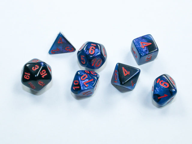 Chessex Gemini Mini Polyhedral Black Starlight/Red 7-Die Set