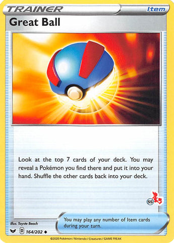 Great Ball - 164/202 (#55 Cinderace Stamped) - Battle Academy 2022