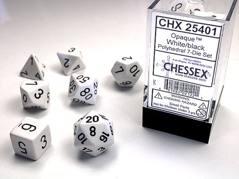 Chessex Opaque Polyhedral White/Black 7-Die Set