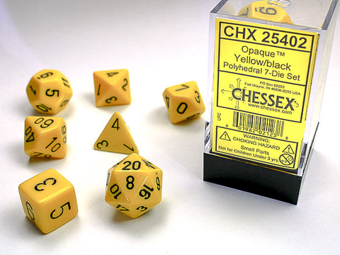 Chessex Opaque Yellow/Black Polyhedral 7-Dice Set