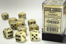 Chessex Opaque Ivory/Black 16mm d6 Dice Block