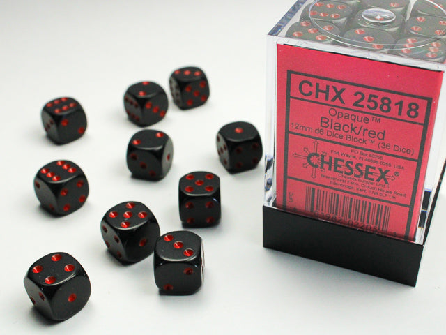 Chessex Opaque Black/Red 12mm d6 Dice Block