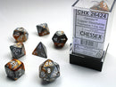 Chessex Gemini Copper-Steel/White Polyhedral 7-Dice Set