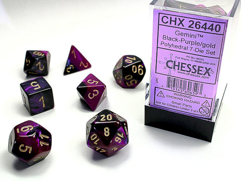 Chessex Gemini Black-Purple/Gold Polyhedral 7-Dice Set