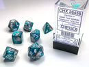 Chessex  Gemini Steel-Teal/White Polyhedral 7-Dice Set