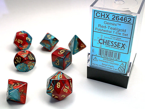 Chessex Gemini Red-Teal/Gold Polyhedral 7-Dice Set