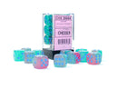 Chessex Gemini Gel Green-Pink/Blue Luminary 16mm d6 Dice Block