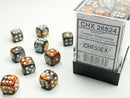 Chessex Gemini Copper-Steel/White 12mm d6 Dice Block