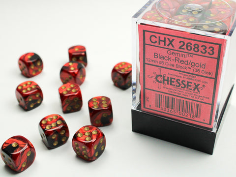 Chessex Gemini Black-Red/Gold 12mm d6 Dice Block