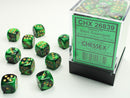 Chessex Gemini Black-Green/Gold 12mm d6 Dice Block