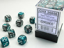 Chessex Gemini Steel-Teal/White 12mm d6 Dice Block