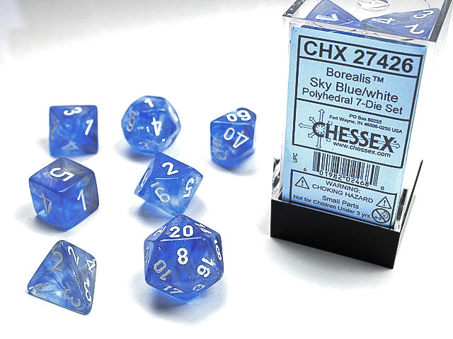 Chessex Borealis Polyhedral Sky Blue/White 7-Die Set