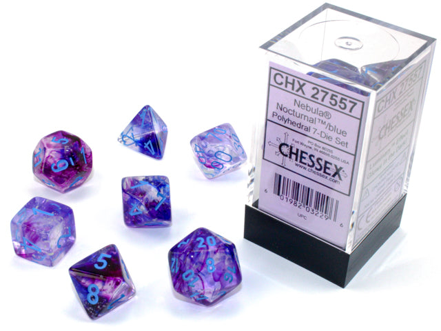 Chessex Nebula Polyhedral Nocturnal/blue Luminary 7-Die Set
