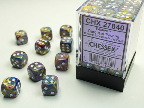 Chessex  Festive Carousel/White 12mm d6 Dice Block