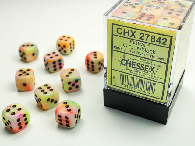 Chessex Festive Circus/Black 12mm d6 Dice Block