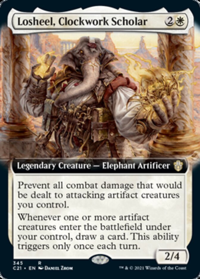 Losheel, Clockwork Scholar (Extended Art) (C21-345) - Commander 2021: (Extended Art)