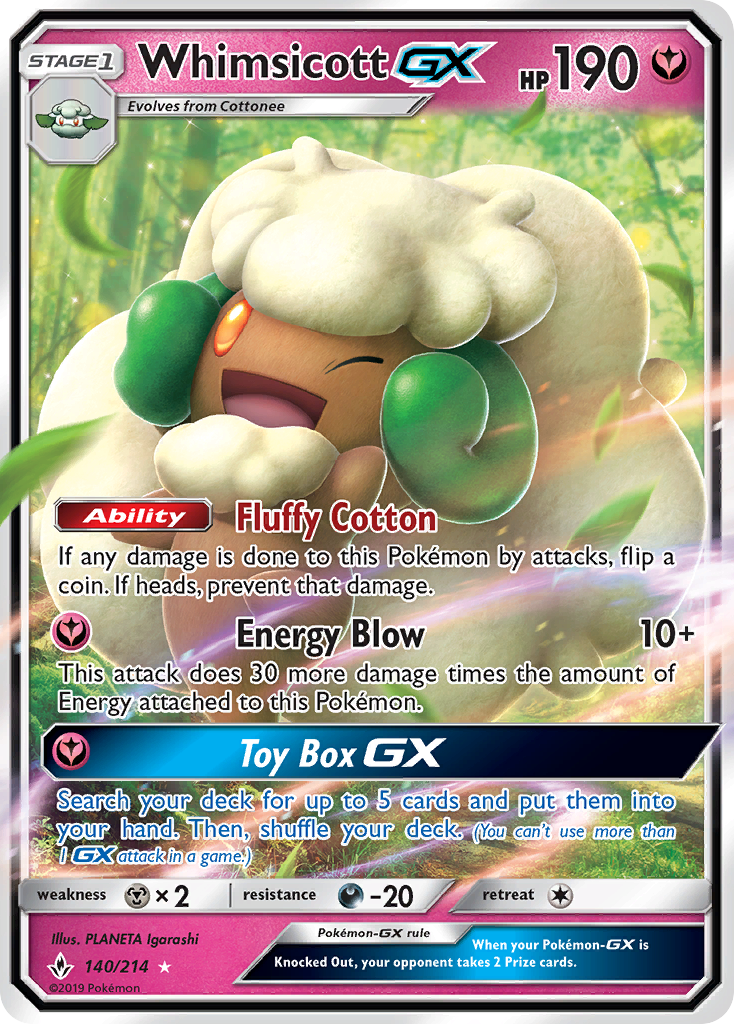 Whimsicott GX 140/214 - SM  Unbroken Bonds Holofoil