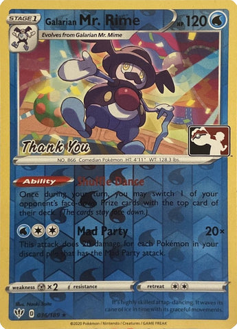 Galarian Mr. Rime - 036/189 (Pokemon League) [Thank You] 36 - Miscellaneous Cards & Products Reverse Holofoil